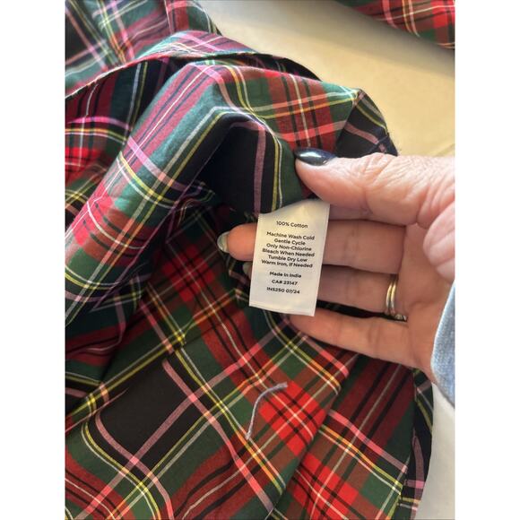 Talbots Red Tartan Plaid Shirt Sz XL Pullover Rhinestone Buttons Accent Holiday - Picture 5 of 12